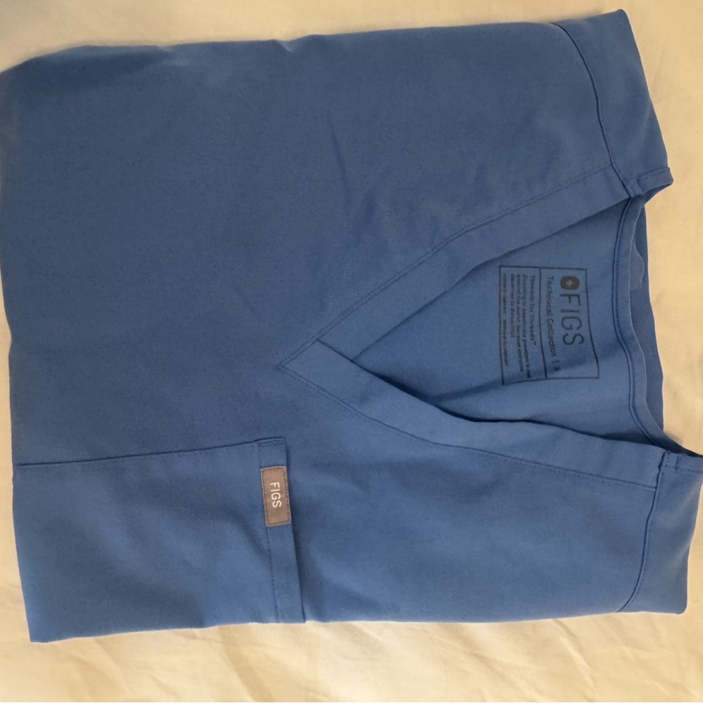 Figs Classic Blue V-Neck Scrub Top